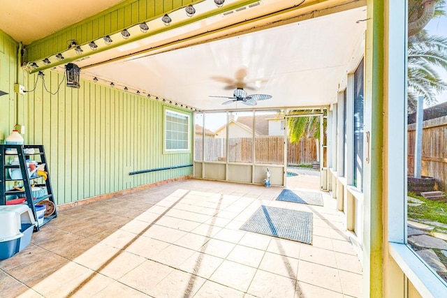 3105 Quebec Dr, Corpus Christi, TX 78414 - unfurnished sunroom featuring ceiling fan