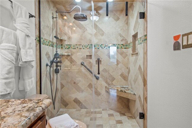 bathroom featuring walk in shower