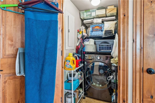 laundry area with washer / clothes dryer and electric panel