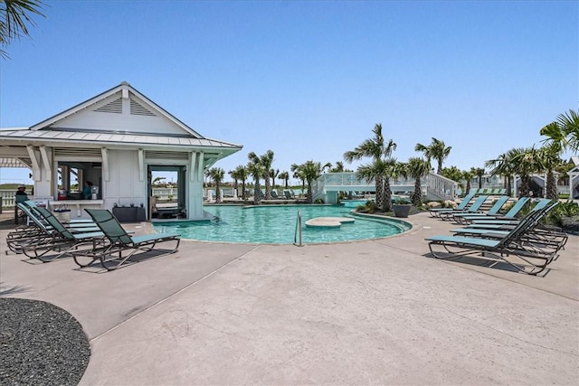 view of pool featuring a patio