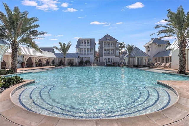 view of pool featuring a patio