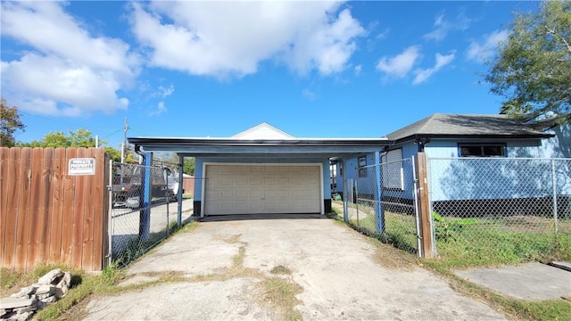 view of front of property featuring a carport and a garage