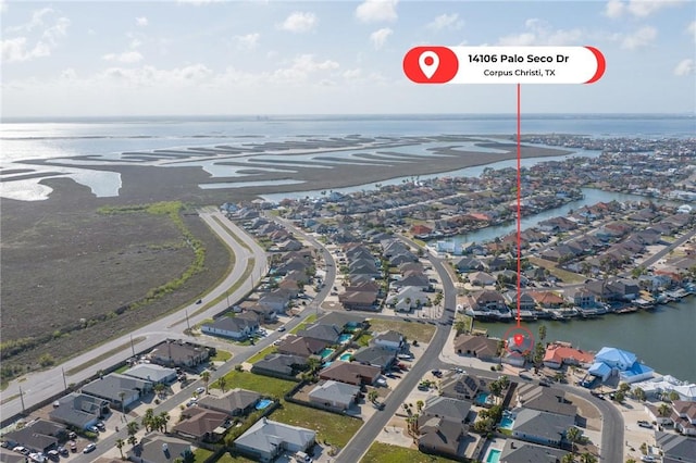 14106 Palo Seco Dr, Corpus Christi, TX 78418 - birds eye view of property with a residential view and a water view