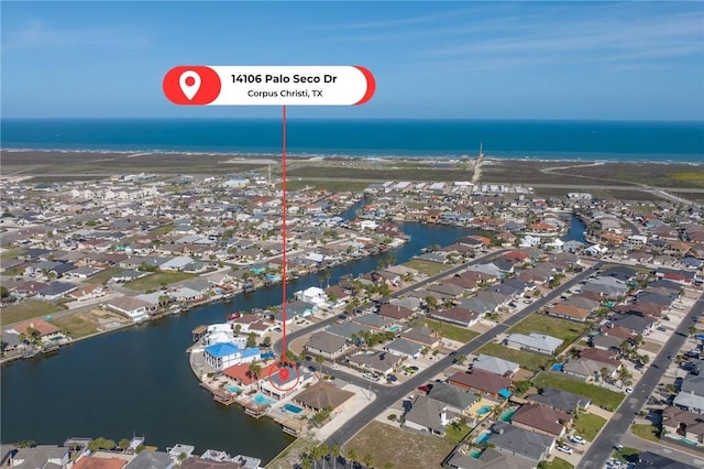 14106 Palo Seco Dr, Corpus Christi, TX 78418 - bird's eye view featuring a residential view and a water view