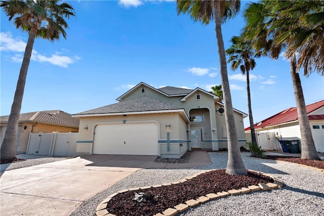 14106 Palo Seco Dr, Corpus Christi, TX 78418 - view of front of property with a gate, stucco siding, concrete driveway, and a garage