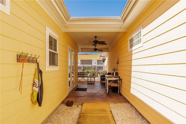 exterior space with a skylight and a sunroom