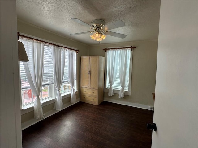 230 Lola Johnson, Corpus Christi, TX 78418 - unfurnished bedroom featuring baseboards, dark wood-style flooring, multiple windows, and a textured ceiling
