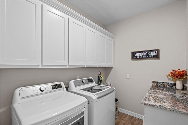 4133 Midlands St, Corpus Christi, TX 78414 - laundry room with cabinet space, washing machine and clothes dryer, and wood finished floors