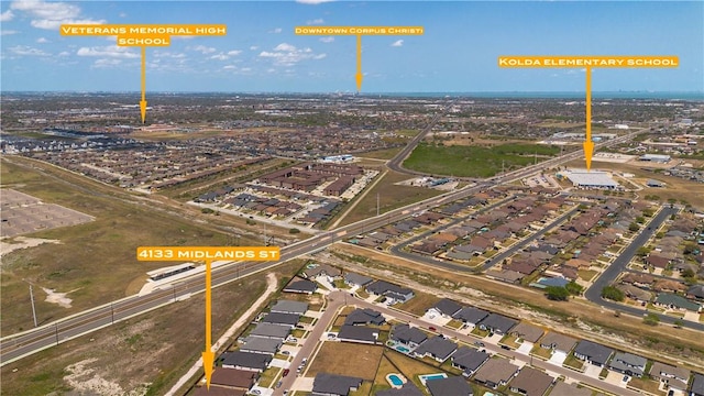 4133 Midlands St, Corpus Christi, TX 78414 - aerial view of property's location with nearby suburban area