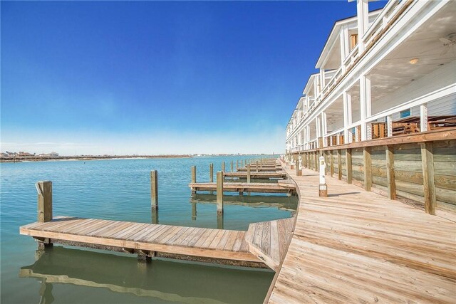 dock area featuring a water view