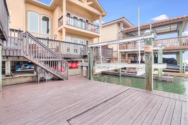 13514 King Phillip Ct, Corpus Christi, TX 78418 - dock with a water view, stairway, and boat lift