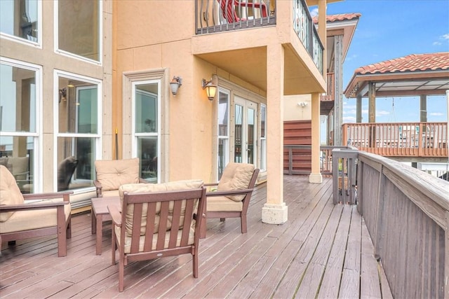 13514 King Phillip Ct, Corpus Christi, TX 78418 - wooden deck with outdoor lounge area