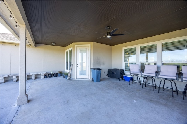 view of patio / terrace with ceiling fan