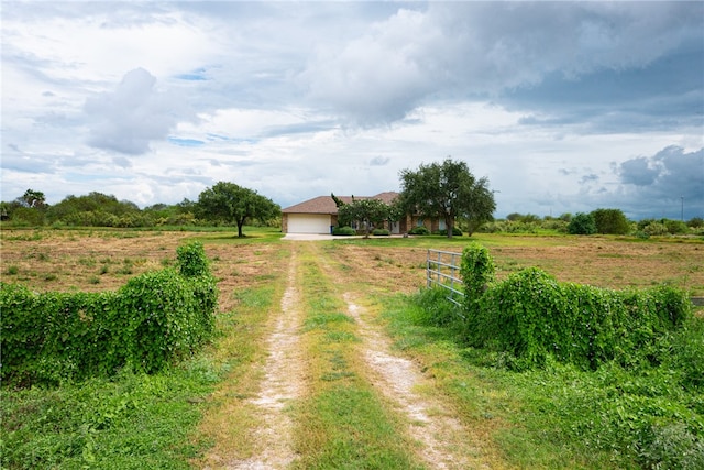 view of road featuring a rural view