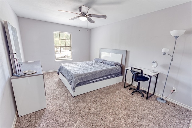 bedroom with carpet and ceiling fan