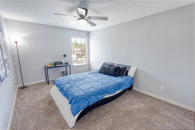 bedroom with carpet and ceiling fan