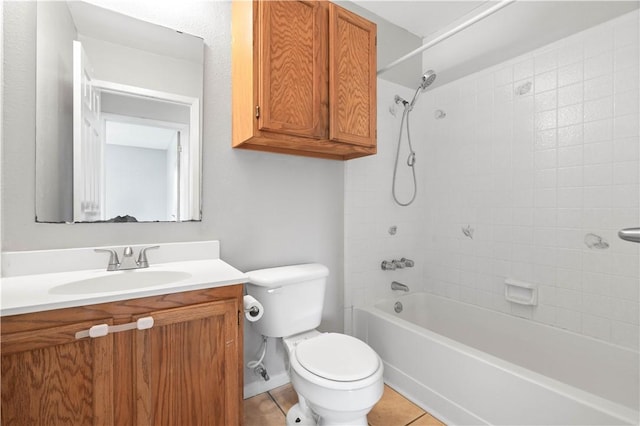 1729 Mermaid Dr, Corpus Christi, TX 78412 - bathroom with toilet, bathing tub / shower combination, vanity, and tile patterned floors