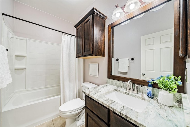 5921 Tapestry Dr, Corpus Christi, TX 78414 - bathroom with toilet, vanity, shower / bath combo, and tile patterned floors