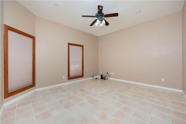 8018 Mt Zion, Corpus Christi, TX 78413 - spare room featuring a ceiling fan, baseboards, and light tile patterned floors