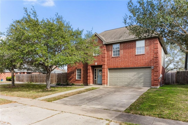 view of front of house with a garage and a front yard