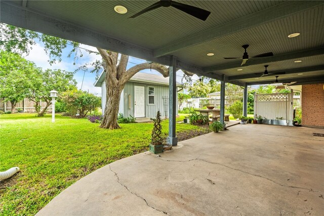 4410 Marie St, Corpus Christi, TX 78411 - view of patio / terrace featuring ceiling fan and a carport