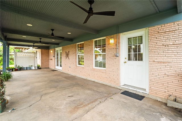 4410 Marie St, Corpus Christi, TX 78411 - view of patio / terrace with ceiling fan and a carport