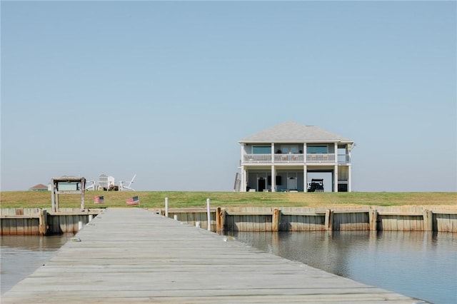 299 Bay Dr, Palacios, TX 77465 - dock area featuring a water view and stairs