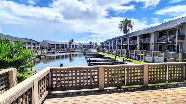 exterior space with a water view and a residential view