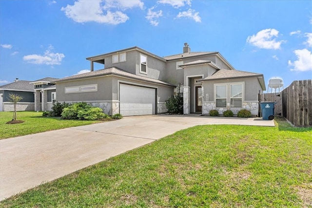 1805 Bay Landing Dr, Portland, TX 78374 - view of front facade featuring stone siding, stucco siding, concrete driveway, and an attached garage