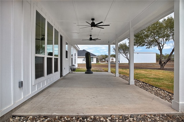 view of patio with ceiling fan