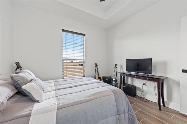 bedroom with wood-type flooring