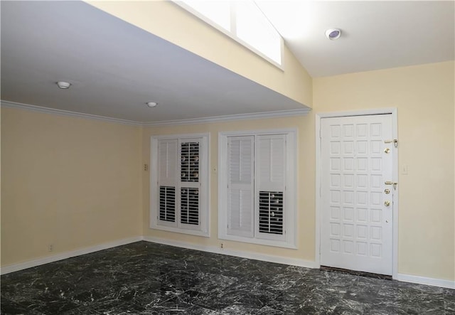 4454 Ocean Dr Unit 4, Corpus Christi, TX 78412 - entrance foyer with baseboards, crown molding, and marble finish floors
