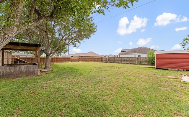 view of yard featuring a fenced backyard