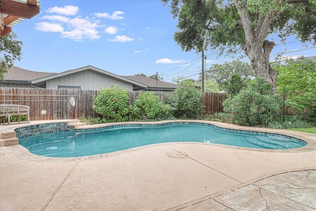 view of pool with a patio area, a fenced backyard, and a fenced in pool