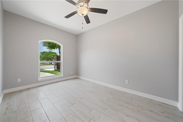 1706 Kentucky Derby Dr, Corpus Christi, TX 78417 - empty room with baseboards, light wood-type flooring, and ceiling fan