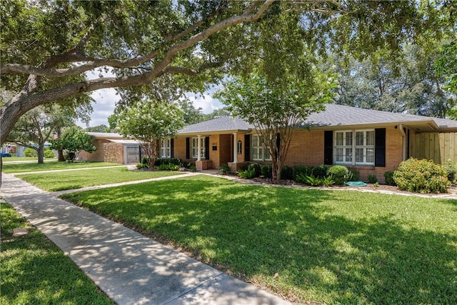 ranch-style house with a front lawn