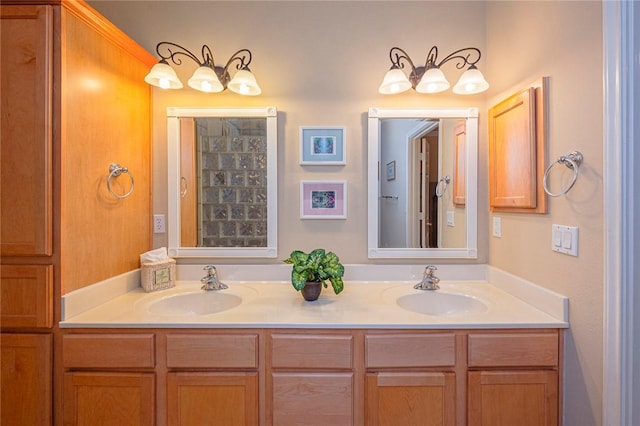 full bath with double vanity and a sink