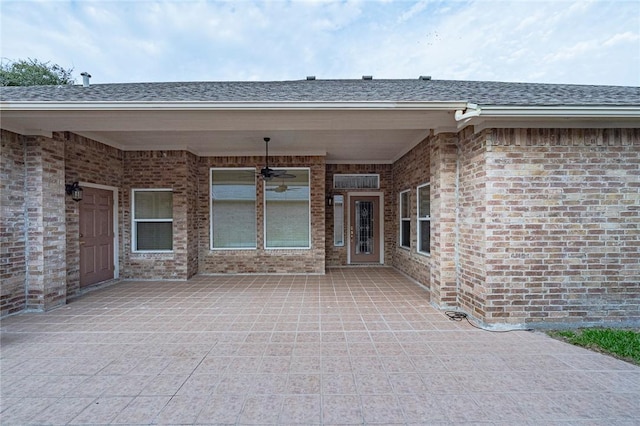 view of patio with a ceiling fan