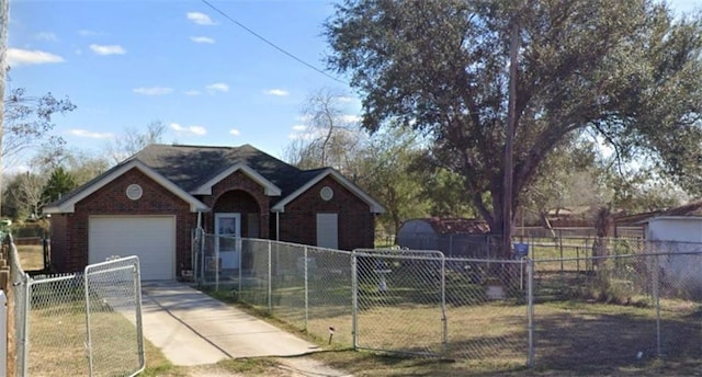 ranch-style home with a garage