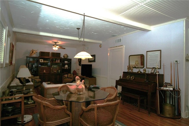 25006 Tuckers Trl, Mathis, TX 78368 - dining space featuring ceiling fan and wood finished floors