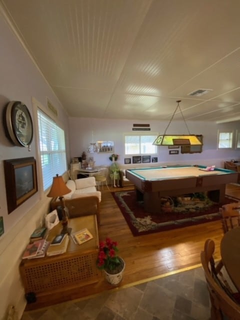 recreation room featuring pool table and wood-type flooring