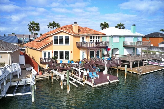 15362 Isabella Ct, Corpus Christi, TX 78418 - dock area with a water view and a balcony