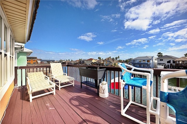 deck with a water view