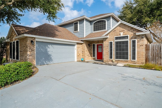 view of property featuring a garage