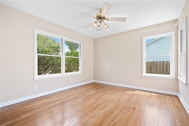 909 Cunningham St, Corpus Christi, TX 78411 - unfurnished room with light wood finished floors, baseboards, and ceiling fan
