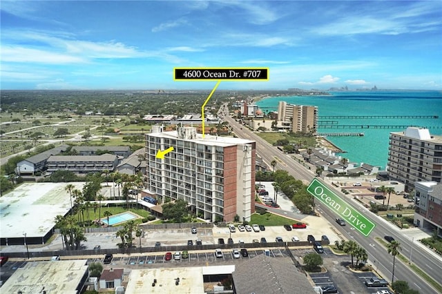 4600 Ocean Dr Unit 707, Corpus Christi, TX 78412 - drone / aerial view of a nearby body of water and apartment complex / building