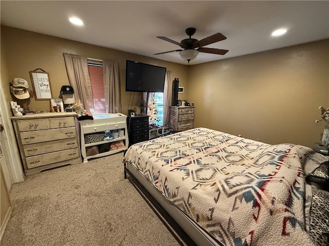 bedroom with carpet and ceiling fan