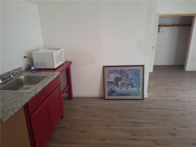 kitchen with sink and hardwood / wood-style flooring