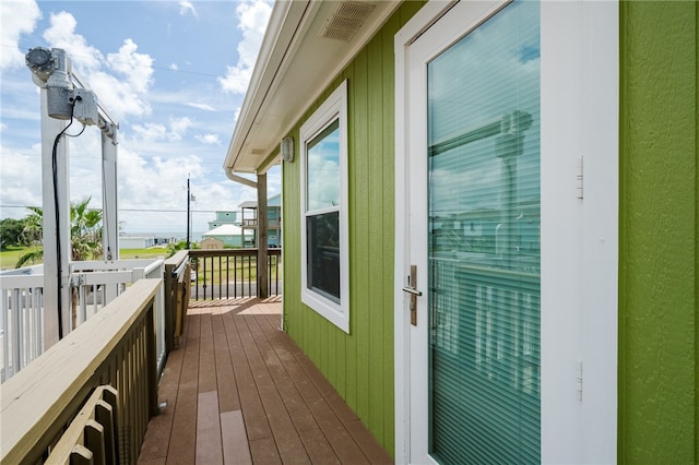 wooden balcony with a deck