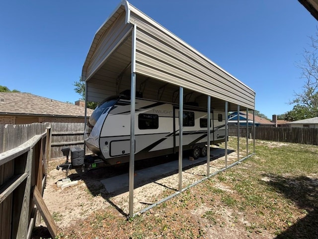 view of car parking featuring a detached carport